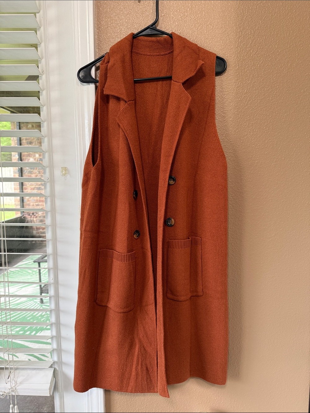 🥳 7/$10!! Rust Orange Sleeveless Coatigan - Women's Long Vest